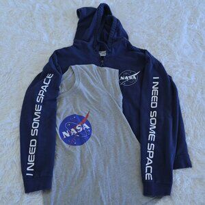 Freeze Juniors Blue NASA Full Zip Long Sleeve Hoodie w/ Grey NASA Shirt Size L